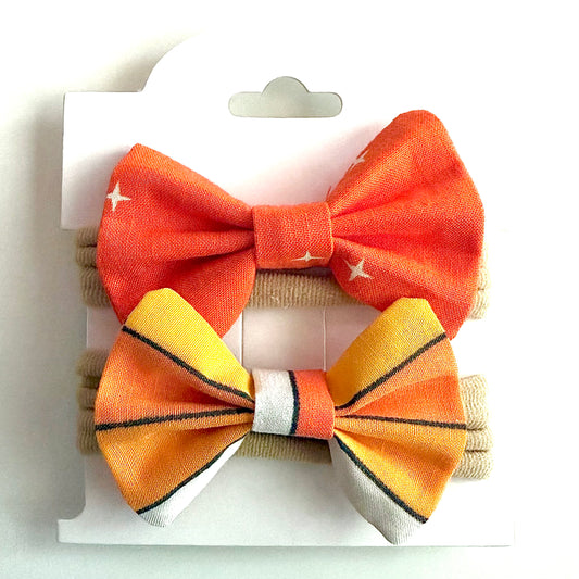 Orange Stripes #1 - Headband Bow Set