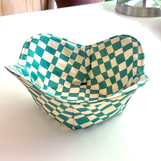 Blue-Green Checks - Bowl Coozy